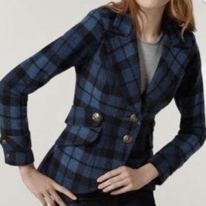 SMYTHE Les Vestes 4 plaid blazer equestrian blue black with anchors